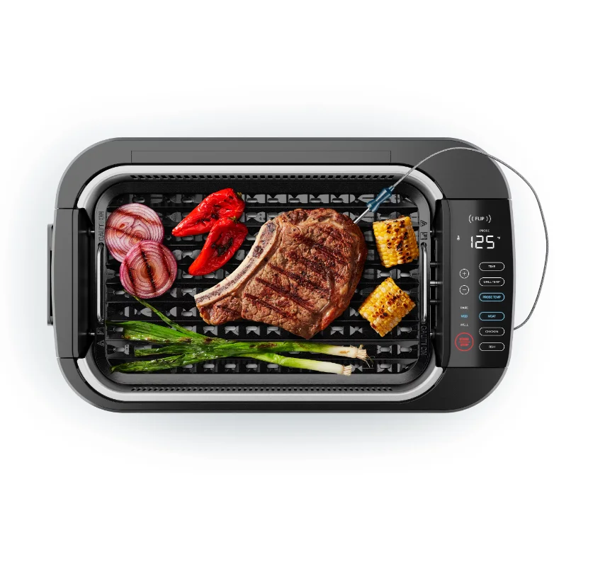 Grill Smokeless Indoor Grill with Removable Temperature Probe, 1500W, Black