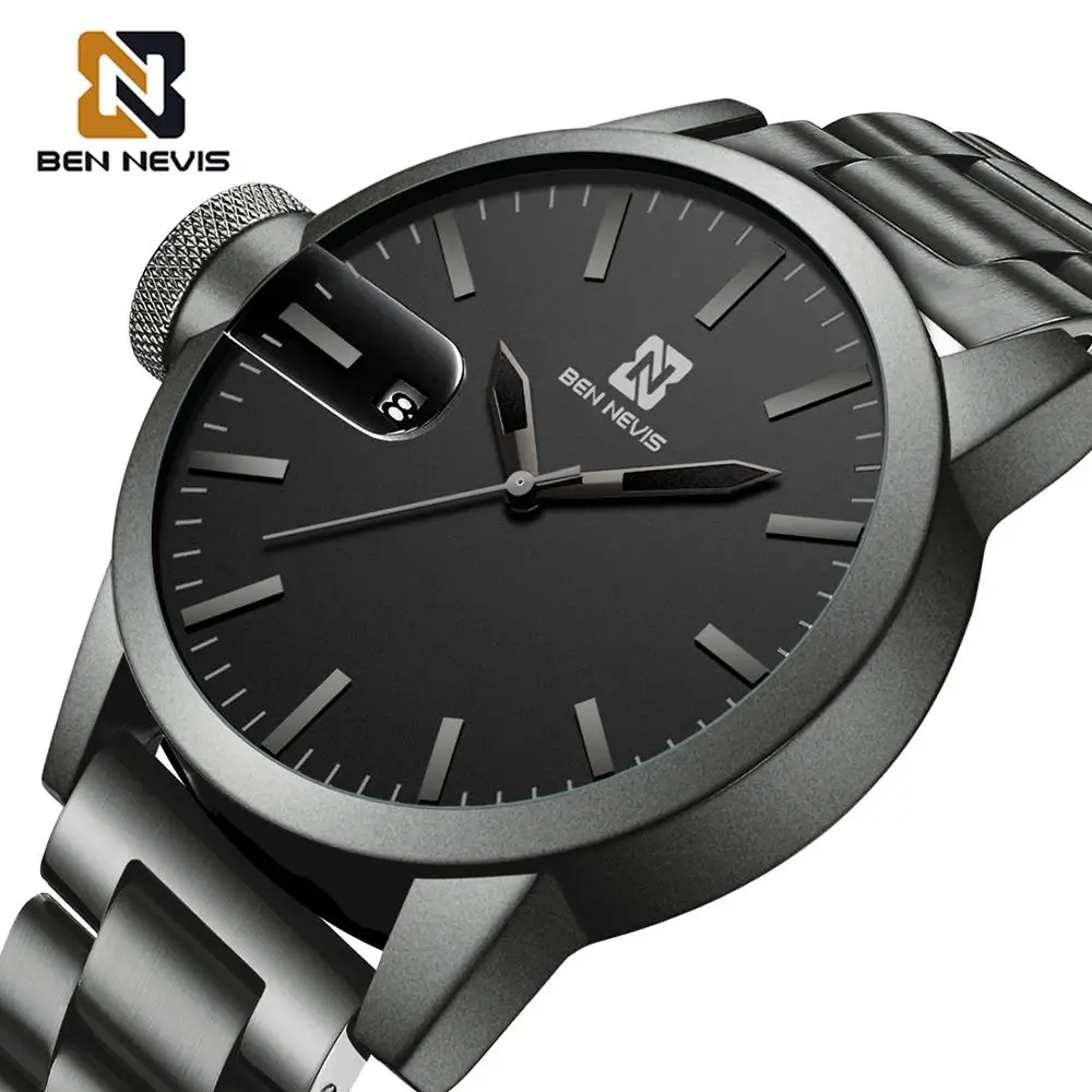 

Мужские кварцевые часы с большим циферблатом, из нержавеющей стали