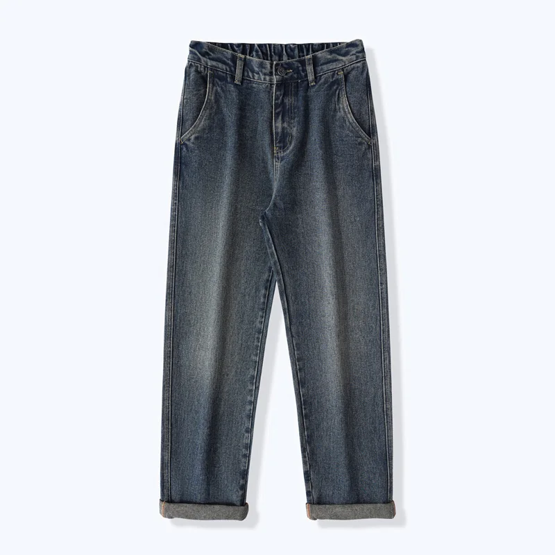 Retro Straight Wide Leg Jeans Men Loose Casual Autumn All-match Trousers Korean Fashion Streetwear Ins Hot Selling Men Clothing