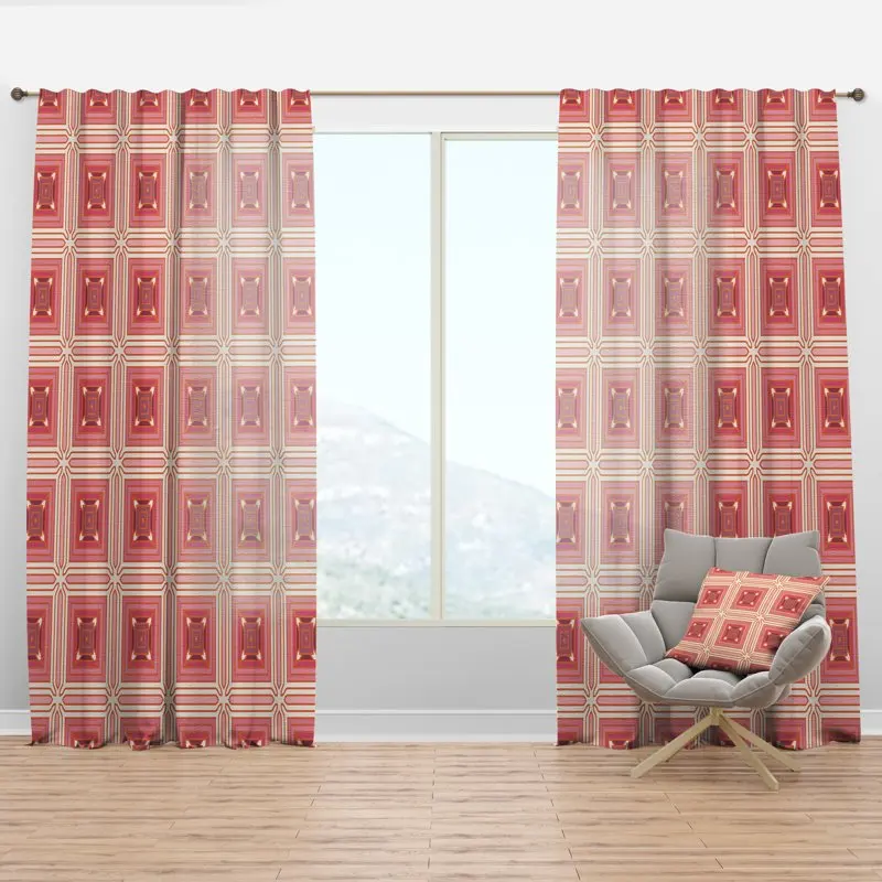 

Geometric Design II' Mid-Century Modern Curtain Panel