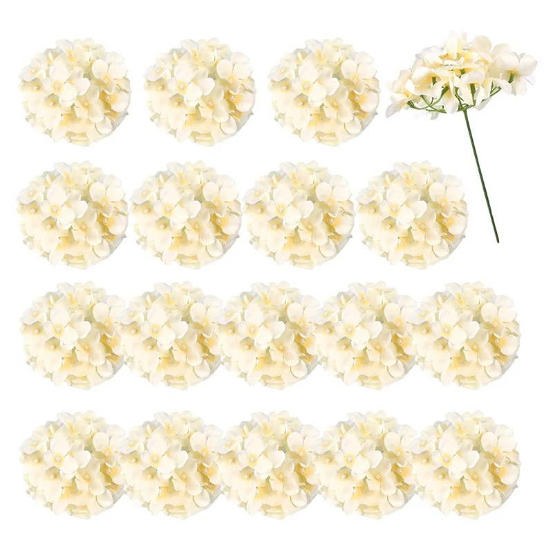 

18 Pieces Hydrangea Artificial Flowers Silk Hydrangea Flowers Heads With Stems For Home, Garden, Wedding, Baby Shower