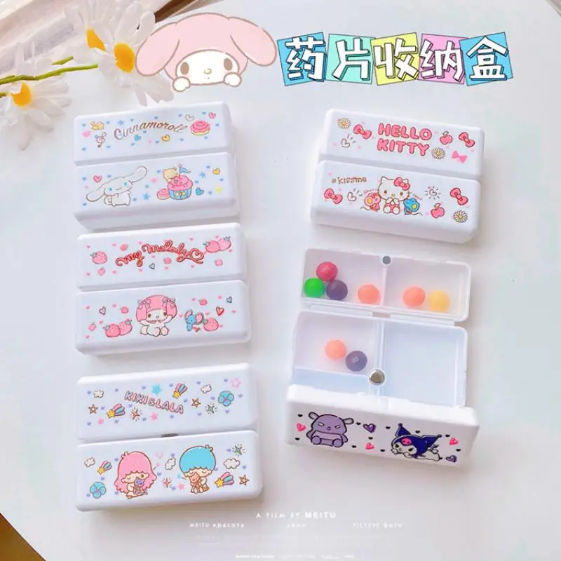 

5 стилей милый аниме Kuromi My Melody Cinnamoroll милый мультяшный для деловых поездок с магнитом Мини 7 ячеек коробка для хранения лекарств