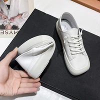 cute mango head two wear white shoes women 2022 summer new korean version of square toe flat bottom shoes all match casual
