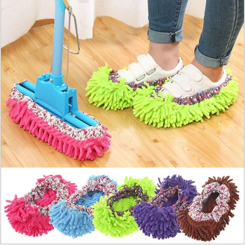 microfiber chenille floor dust slippers mop wipe shoes wigs house home cloth clean shoe cover mophead overshoes cleaning tools free global shipping