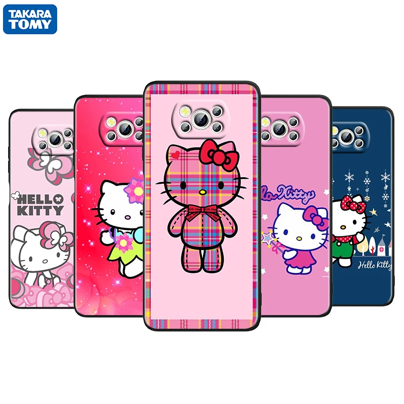 

Anime HelloKitty Cute Girls For Xiaomi Poco M4 X3 F3 GT NFC M3 C3 M2 F2 F1 X2 Pro Mi Mix3 Black Phone Case Cover Fundas Coque
