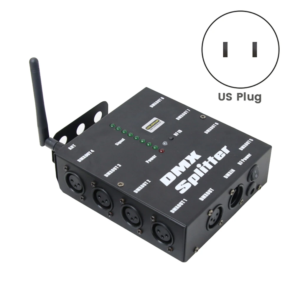 

8 Way Channels Isolated 3Pin DMX512 Optical Splitter Istribution Amplifier for DJ Wedding DMX512 Stage Lighting,US Plug