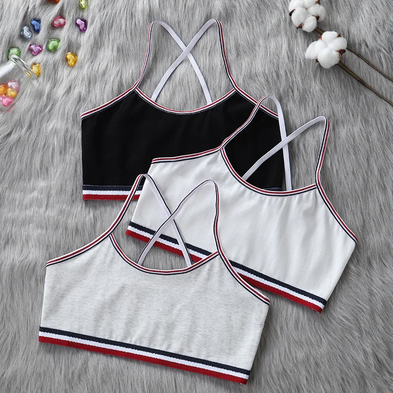 

3pcs Young Girls Solid Soft Cotton Bra Puberty Teenage Breathable Underwear Sport Training Bras 8-15Years Teen Underwear Puberty