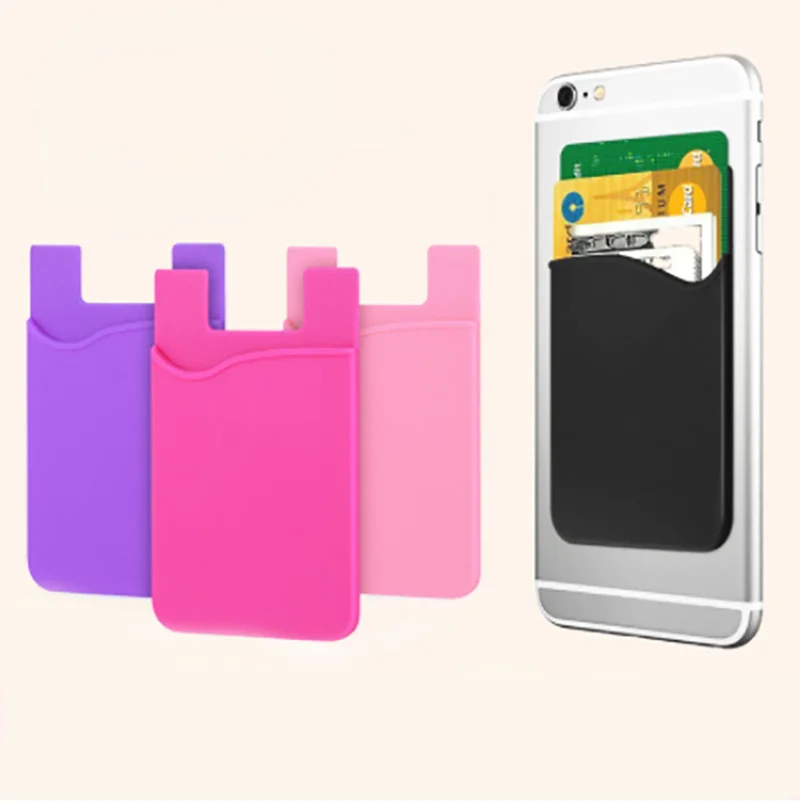 

Double Pocket Elastic Stretch Silicone Cell Phone ID Credit Card Holder Sticker Universal Wallet Case