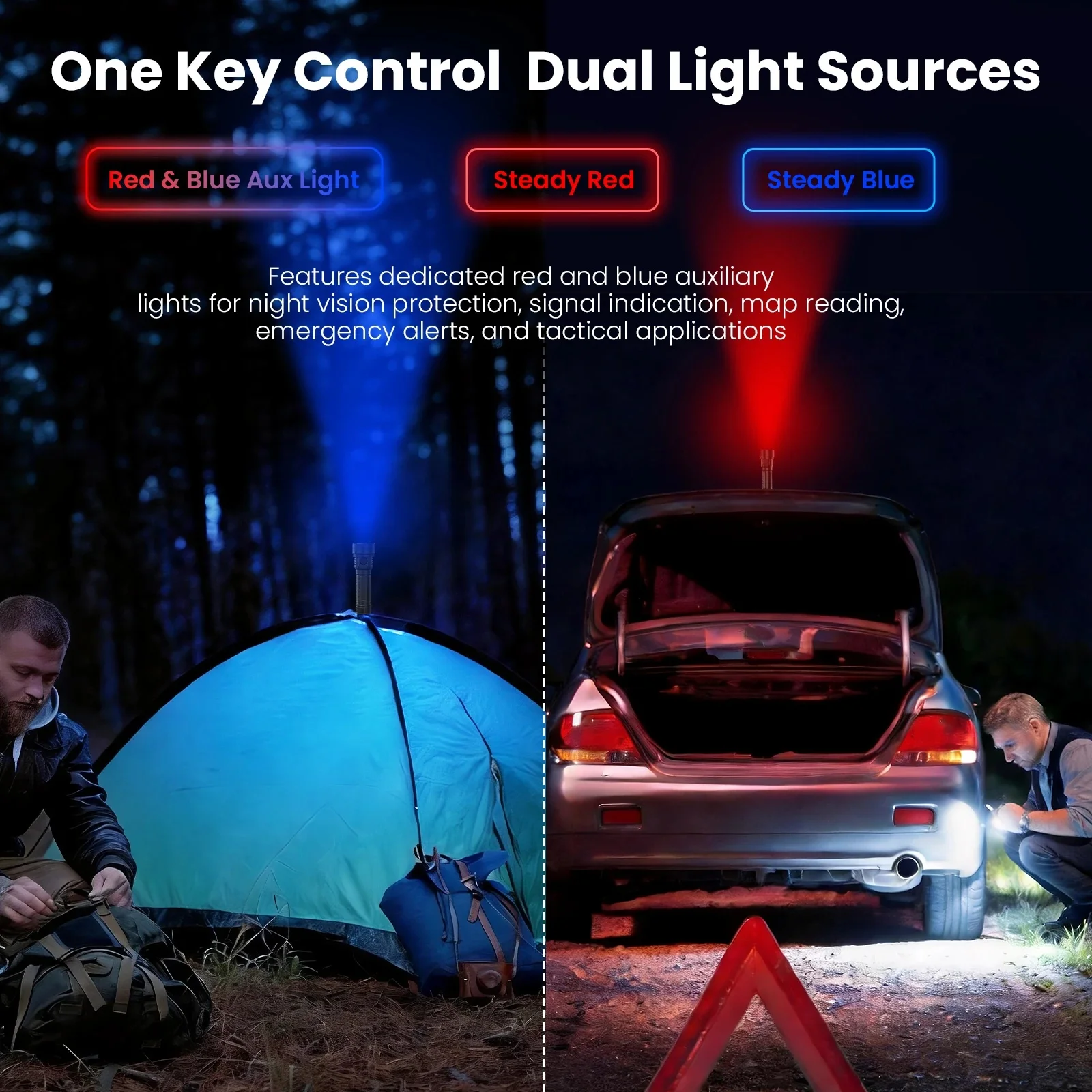 Фото Фонарь Mateminco MT05 6200LM Ultimate All-Round EDC с двойным лучом (дальний и широкий) и красно-синим аварийным светом №4