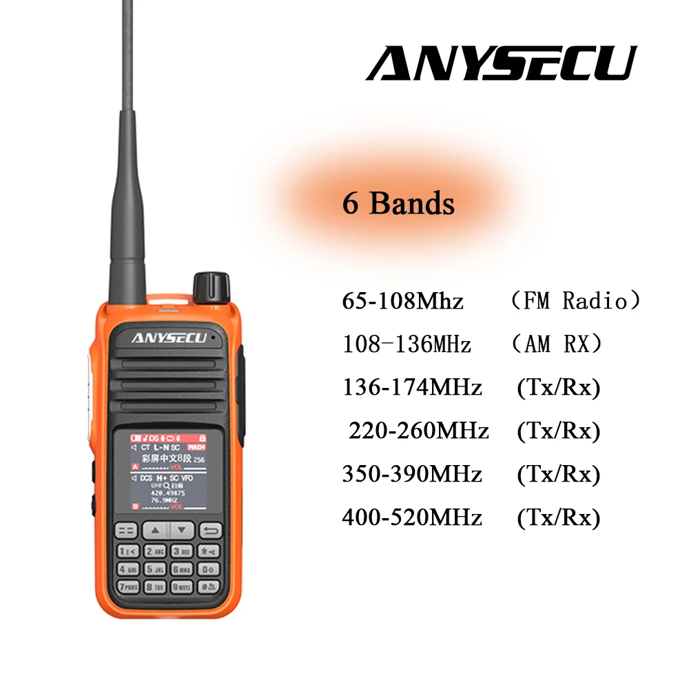 ANYSECU UV-A37 любительский двухсторонний радио 256CH Walkie Talkie Air Band Full 108-520MHz сканер
