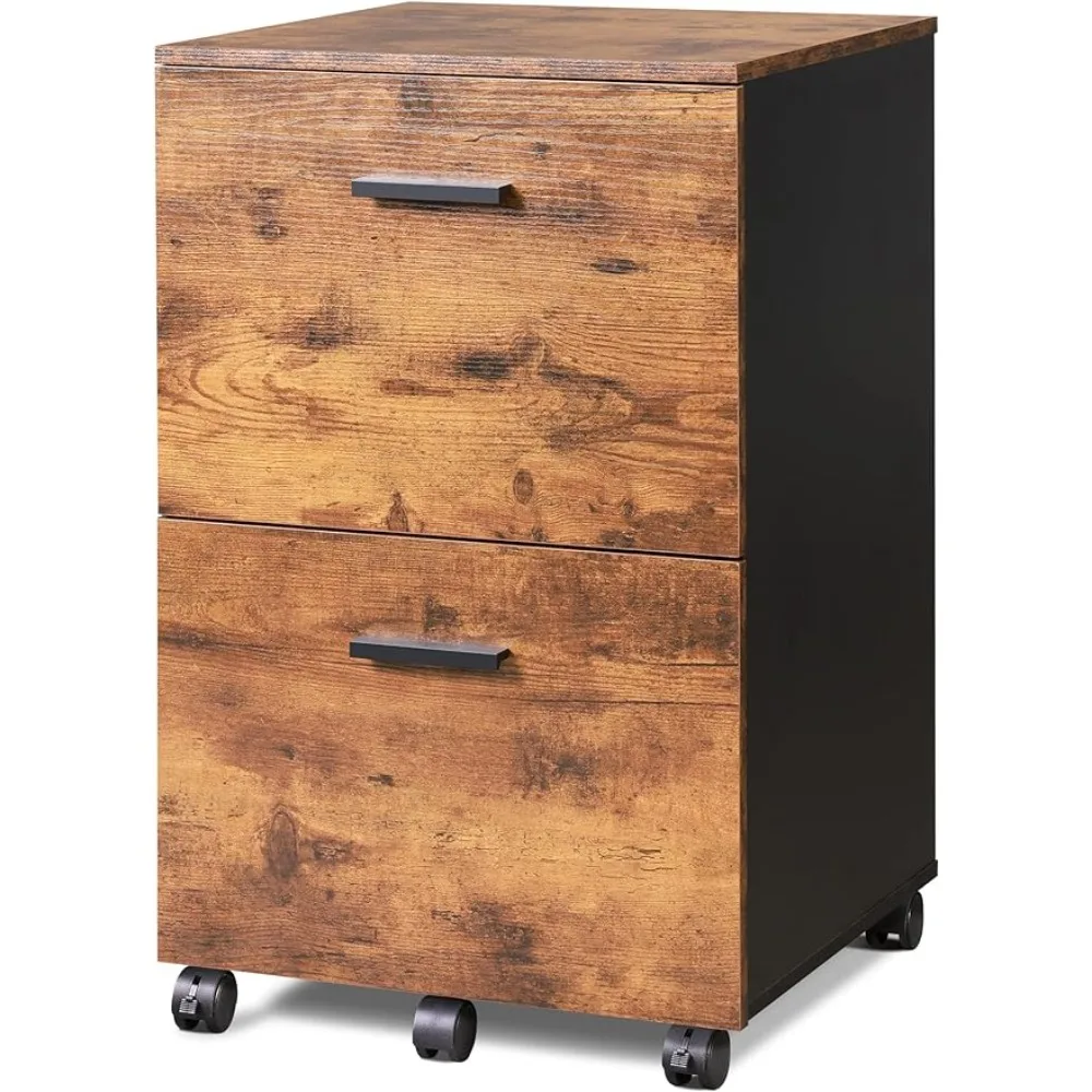 

Шкаф для документов DEVAISE с 2 выдвижными ящиками, подставка для мобильного принтера, деревянный шкаф для хранения документов, подходит для размеров A4 или писем, для дома и офиса, коричневого цвета