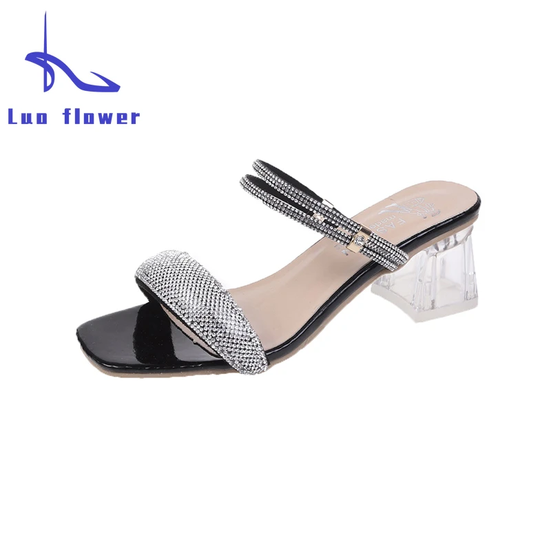 

Crystal Women Sandals 2022 New Heels Woman Heels Slippers Shoes Ladies Summer Sandals Non-slip Beach Sandals Plus Size 36~43