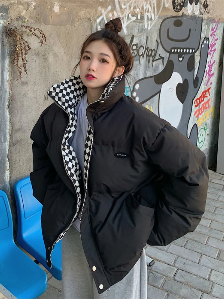 

Winter Clothes Women Stand Collar Loose Thicken Cotton Coat Female Clothing Office Lady Parkas Women Jackets Winter Coat Jacket
