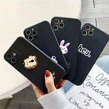 Cute Cartoon Alphabet Bunny Bear Phone Case For Funda iPhone 11 12 13 Pro Max Mini X XR XS SE 2020 5 6 7 8 Plus Back Celular