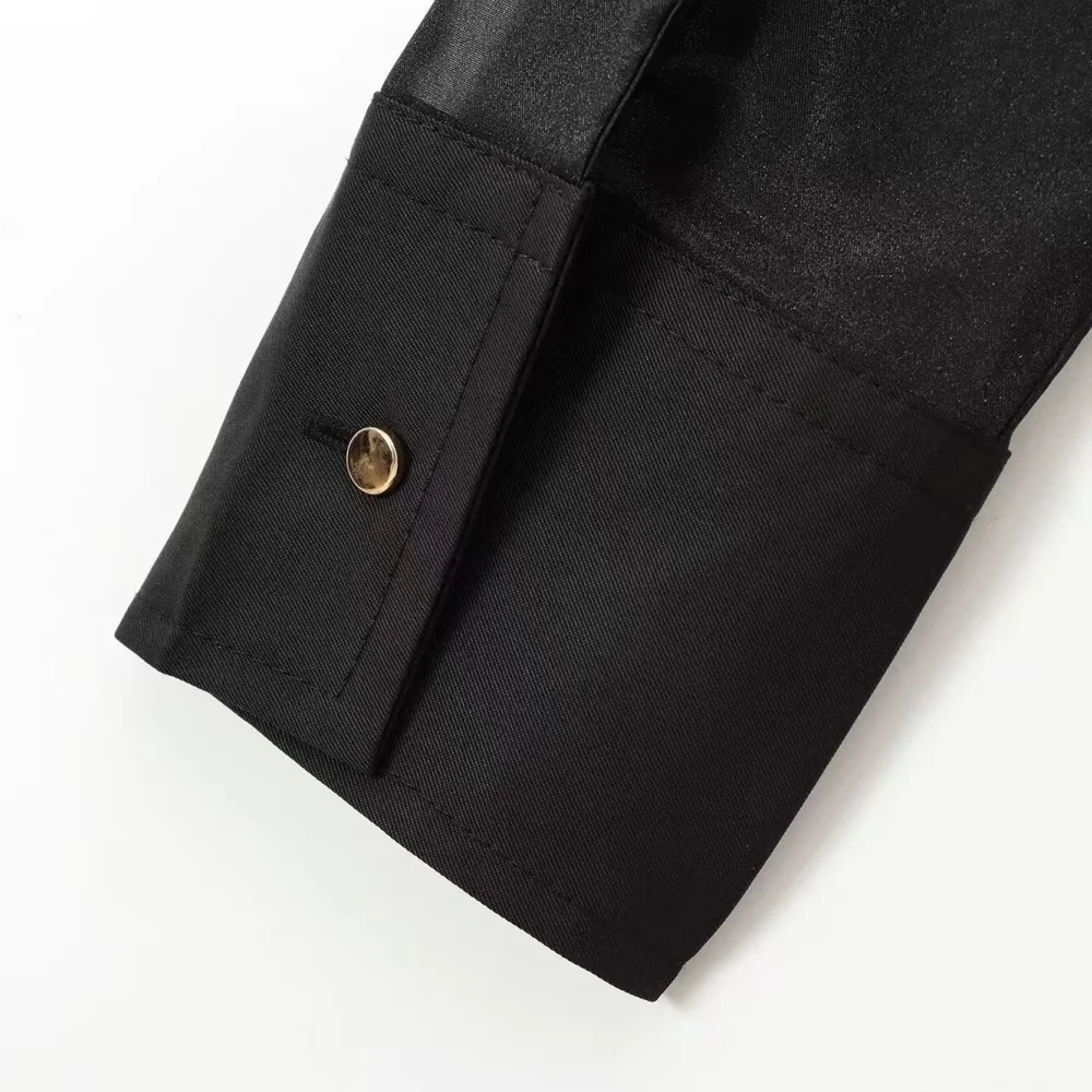 Женская простая прозрачная рубашка из жесткой пряжи с длинными рукавами и