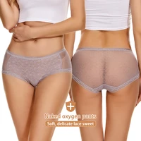 hollow sexy panties breathable womens briefs mid waist intimate large size female underwear mesh lingerie for womens panties