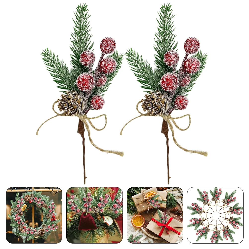 

Artificial Berry Berries Decor Red Pine Christmas Picks Simulation Flower Fake Desktopornaments Pinecone Stem Stems Winter Holly