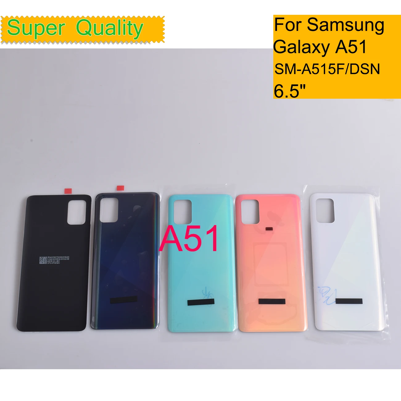 

For Samsung Galaxy A51 Housing Battery Cover A51 A515 A515F Back Cover Case Rear Door Chassis Shell With Camera Lens Replacement