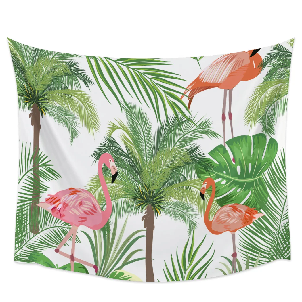 

Скандинавский тропический гобелен с изображением фламинго листьев, фоновое настенное покрытие, домашнее украшение, одеяло, настенная Подв...