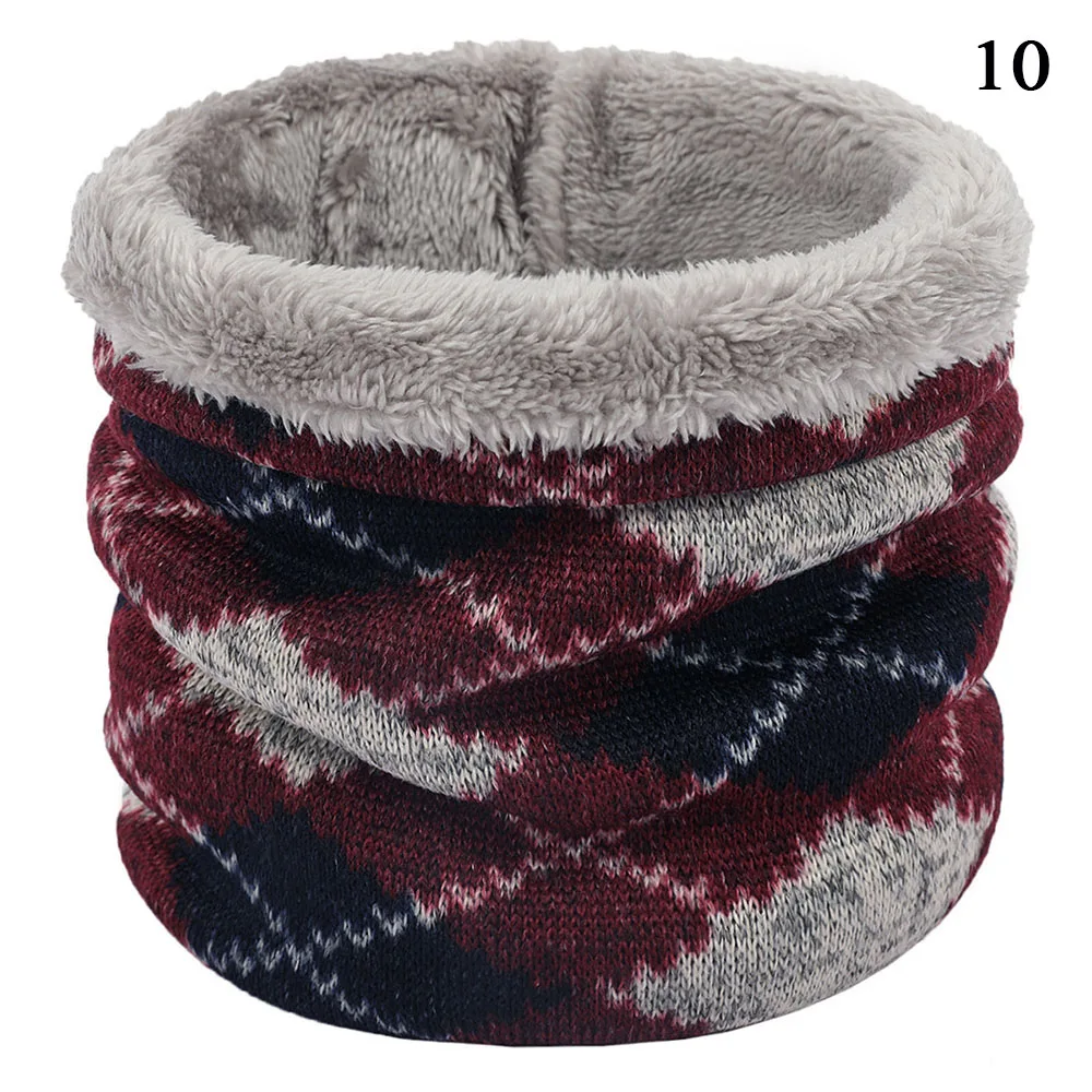 

Unisex Knitted Ring Scarf Winter Warm Thicken Fleece Tube Scarf Outdoor Windproof Snood Neck Scarves Neck Warmer Ski Face Cover