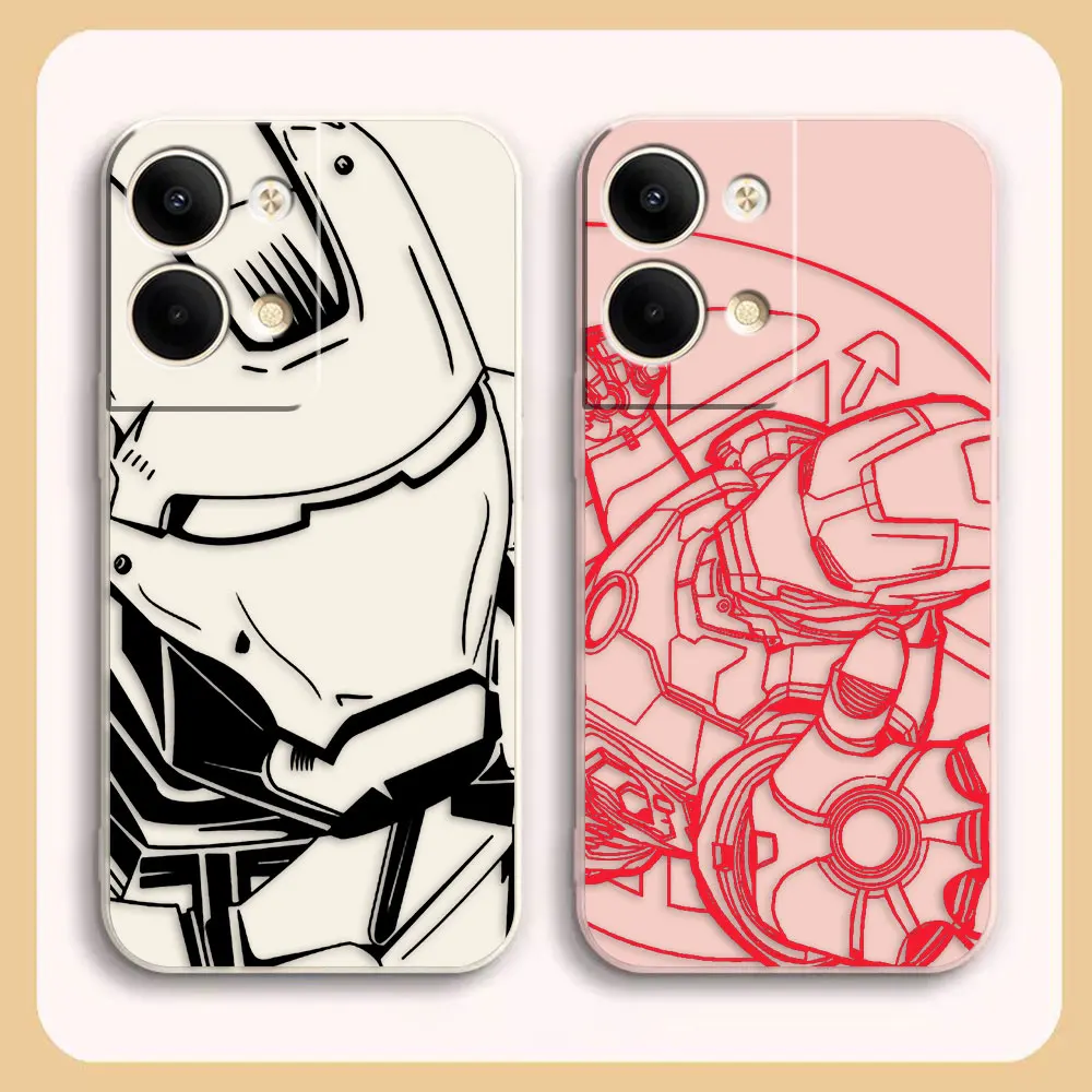 

Case For OPPO RENO 8 7 9 6 7SE 5 4 4SE 4 3 4G 5G PRO PLUS Colour Simple Liquid Silicone Case Marvel Iron Man Comics