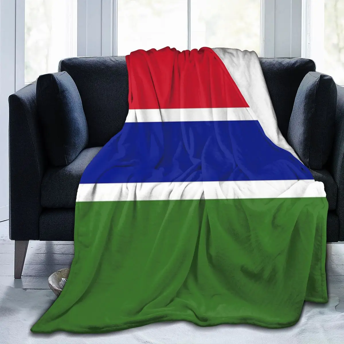 Мягкое Флисовое одеяло с изображением флага Гамбии