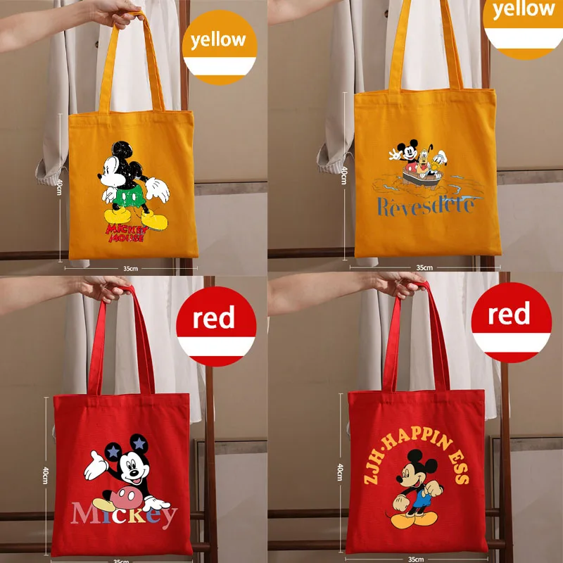 Фото Холщовая сумка Disney Anime Macaron Colors с Микки Маусом, многофункциональная сумка для хранения для девочек, для телефона, чашки, зонта, для поездок на работу №1
