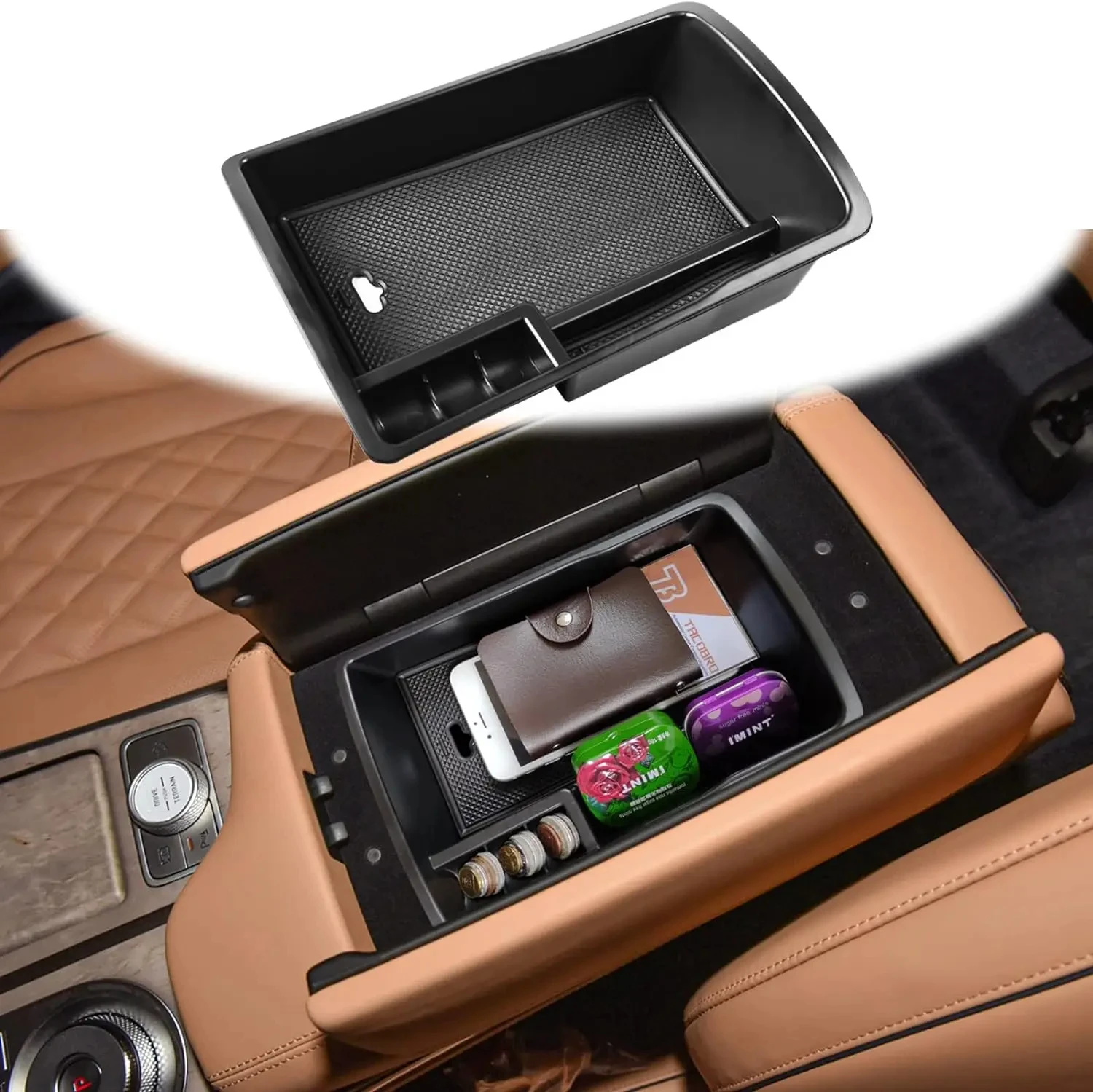 

Поднос-органайзер для центральной консоли, совместимый с аксессуарами Genesis GV80 2021-2025, дополнительный подлокотник для хранения, бардачок