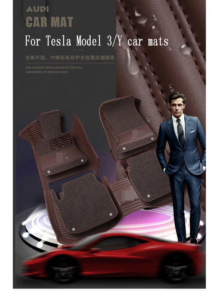 

For Tesla Model 3 car Floor Mat Model Y Comfortable and wear-resistant (double-layer) car Foot pad carpet