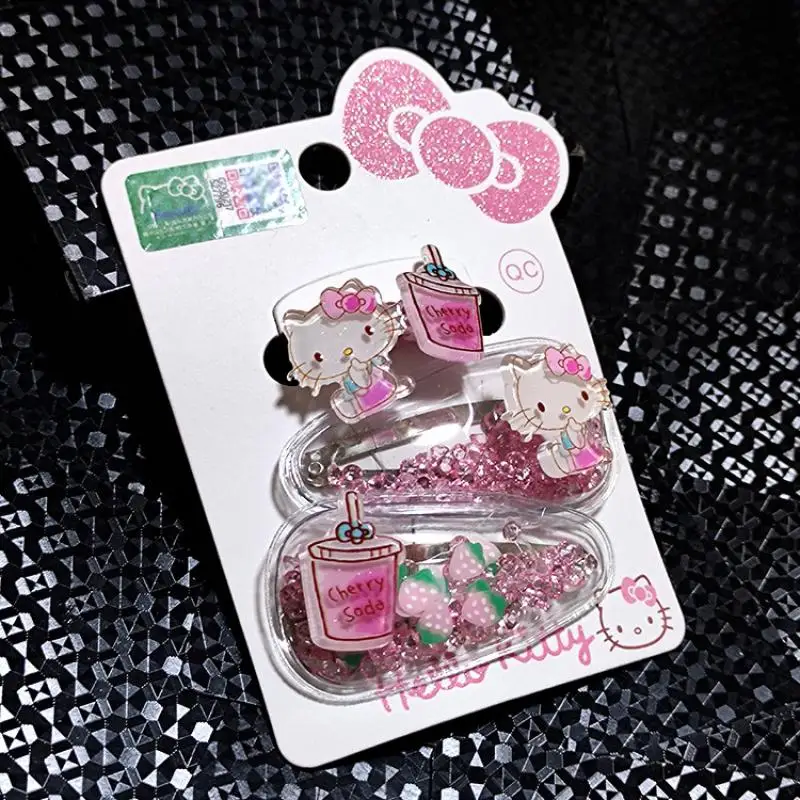 

Kawaii Sanrio Hellokitty Hairpin Bb Clamp Rubber Band Hair Loop Fashion Cartoon Children's Hair Accessories Gift Toys For Girls