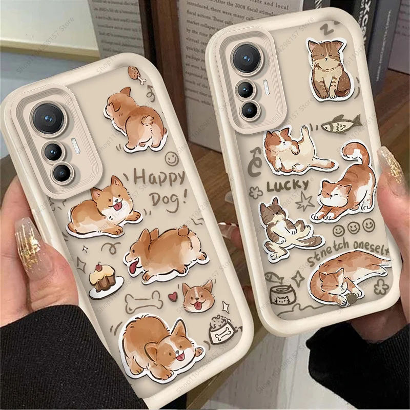 Фото Милый чехол с изображением кота и собаки для Xiaomi Poco X6 X7 F5 F6 X5 X3 NFC F3 M6 Pro 4G Mi 13 12 11 Lite 5G 14 13T 12T 11T 14T Pro Cover №2