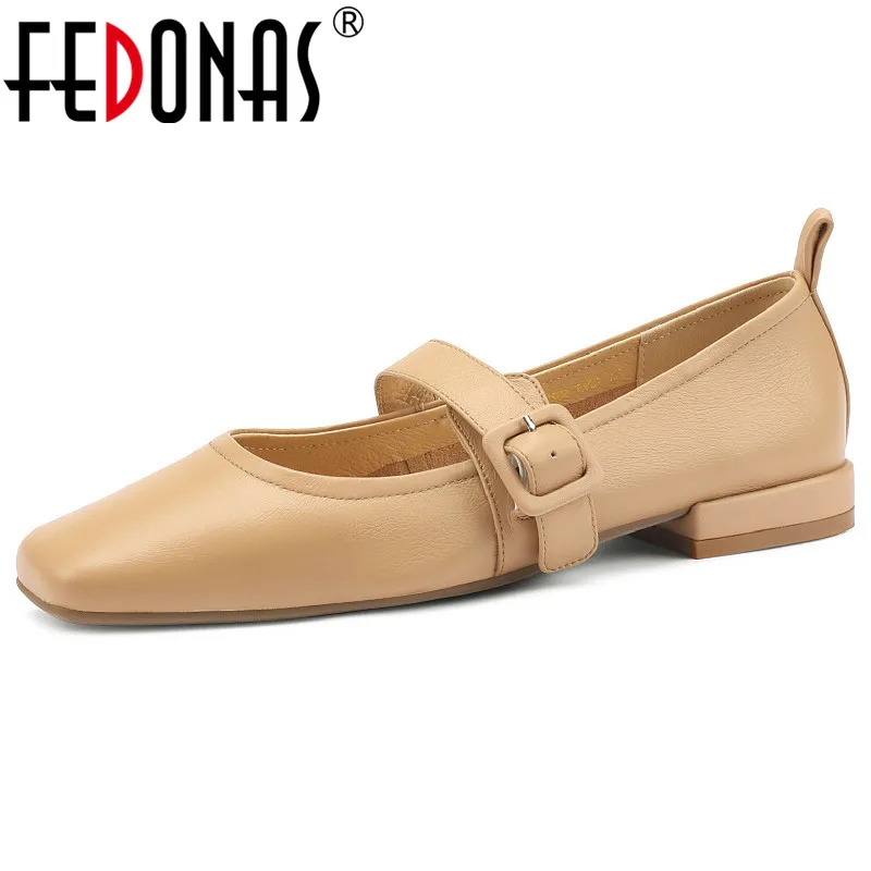 

Женские туфли-лодочки на низком каблуке FEDONAS, мягкие удобные повседневные офисные туфли Mary jane из натуральной кожи с квадратным носком и пряжкой, весна-лето