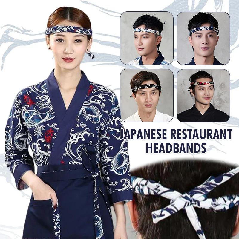 

Hand-Woven Japanese Sushi Headband Sashimi Bar Chef Cook Restaurant Cook Chef Costume Headwear Cuisine Head Band