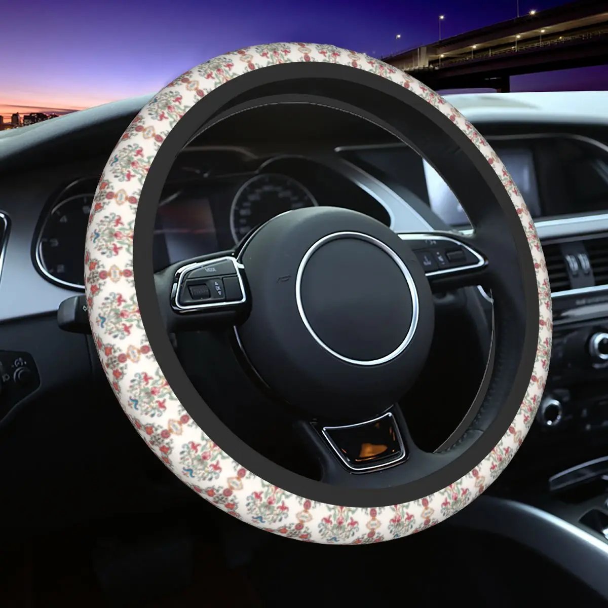 

Steering Wheel Covers William Morris Universal Flower Boho Braid On The Steering Wheel Cover Auto Elastische Car Accessories