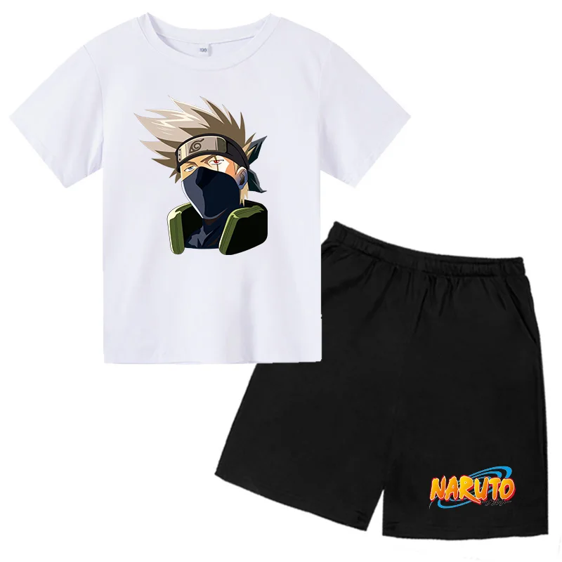 

Children Narutos Kakashi Boys Cartoon T Shirt Clothes Set Summer Short Pants Suit Kids Casual 4 5 6 7 8 9-14 Years Girls Clothes