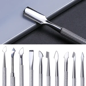 1Pcs Nail Cuticle Pusher Spoon Stainless Steel Cutter UV Gel Polish Removal Trimmer Dead Skin Manicu