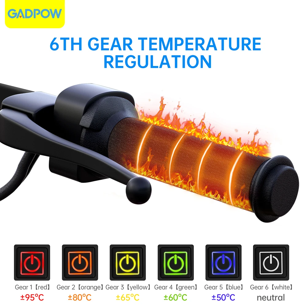 

Gadpow Motorcycle Handlebar Warmer Electric Grip Cover Adjustable Hot Grip Motorbike Handlebar ATV Scooter Heated Grips