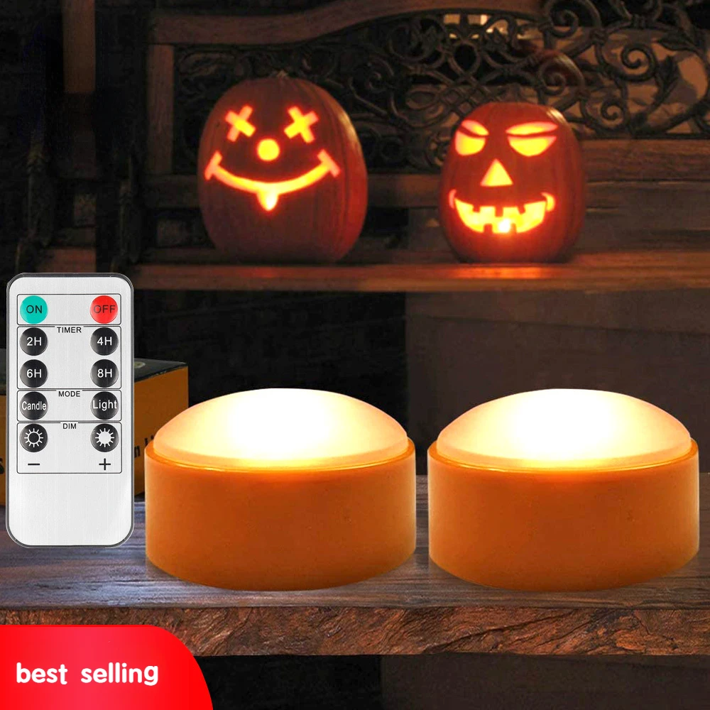 

New Halloween Party Remote Control LED Luminous Light Colorful Decorative Candle Light Ghost Day Jack-o'-lantern