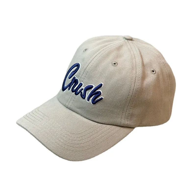 

American retro embroidered letter baseball hat men's and women's curved brim soft top casual sun hat trendy washed baseball cap