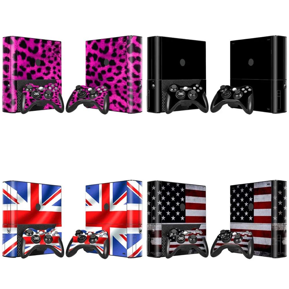 Стильная Виниловая наклейка для игровой консоли XBOX 360 E + 2 Защитных чехла
