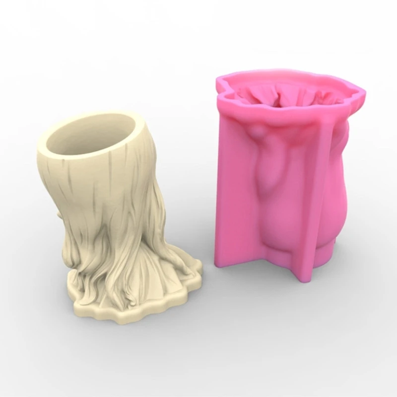 

Girl and Concrete Silicone Mold Succulent Flowerpot Cement Plaster Molds 124A