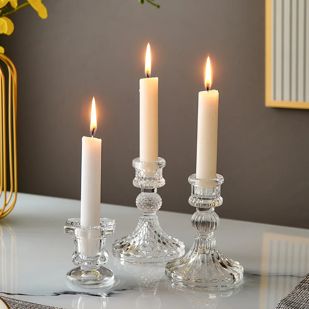 

Glass Candle Holder Candlestik Desktop Decor Party Dinner Centerpieces Candlestick Wedding Decoration Home Decor Candle Holder