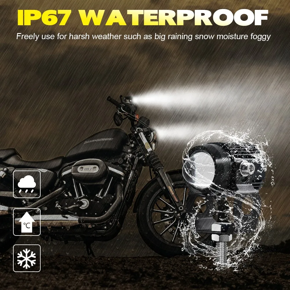 

60W Motorcycle Lights High Light Light Lamp Motorcycle LED Headlight Black 1 Pair Of 11*9.5*7.5cm Easy Install