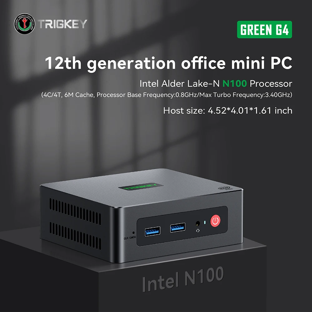 TRIGKEY Green G4 Mini PC Win11 Intel 11-го поколения N100 с 16 ГБ DDR4 500 SSD 1000M LAN Wifi6 BT4.2 4K 60 Гц