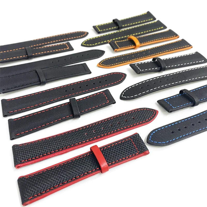 

Nylon Leather Watch Strap For OMEGA SPEED SEAMASTER AT150 OCEAN Watch Band Luxury Canvas Rubber Watchstrap with Folding Buckle