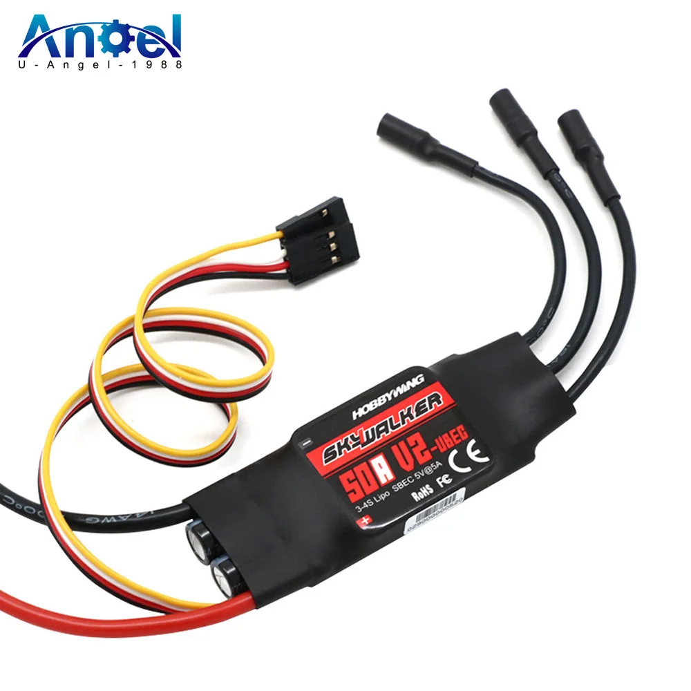 

Hobbywing Brushless ESC 40A 50A 80A 100A V2 Drone ESC 2-4S Skywalker Speed Controller With BEC/UBEC For RC Quadcopter Helicopter
