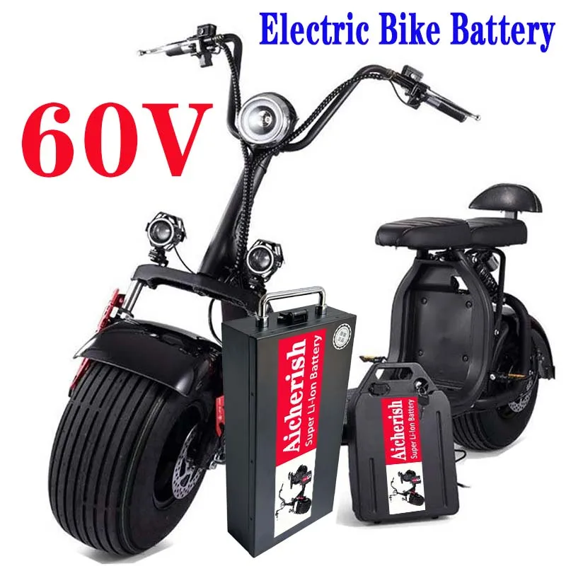 Trailer Motor Lithium Battery Two Wheel Foldable Scooter Bike Harley Electric Vehicle 18650 60V 36Ah For 1500W Citycoco X7 X8 X9