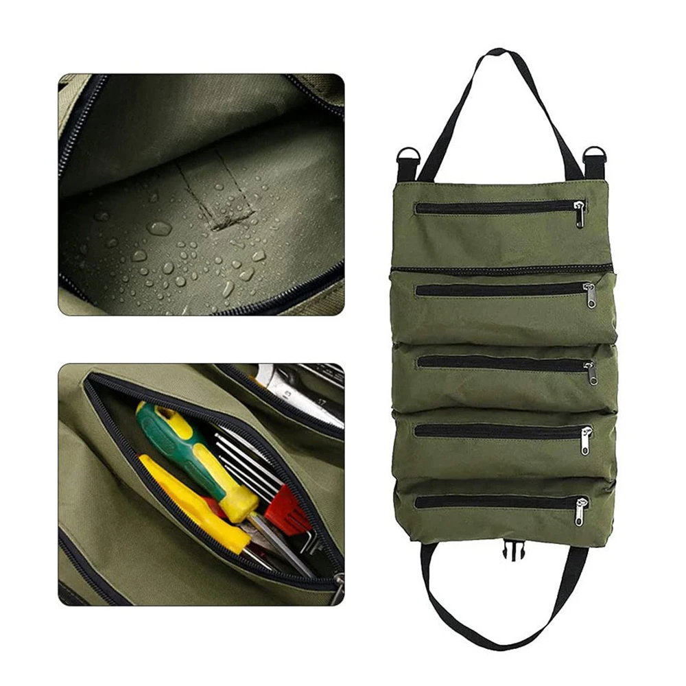 

Working Tool Bag Roll Multi-Purpose Tool Pouch Wrench Screwdriver Organizer Tool Bag Hanging Zipper Carrier Tote Storage Bag