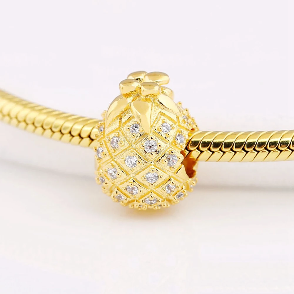 Подлинные блестящие подвески в виде ананаса подходят для женских браслетов Pandora