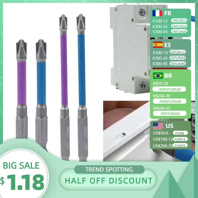 

Магнитные специальные шлицевые крестовые отвертки FPH2 65/110 мм, 4 шт., фосфатирующие Антикоррозийные биты для электриков, инструменты для розеток и переключателей